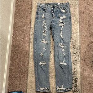 Distressed Blue Jeans